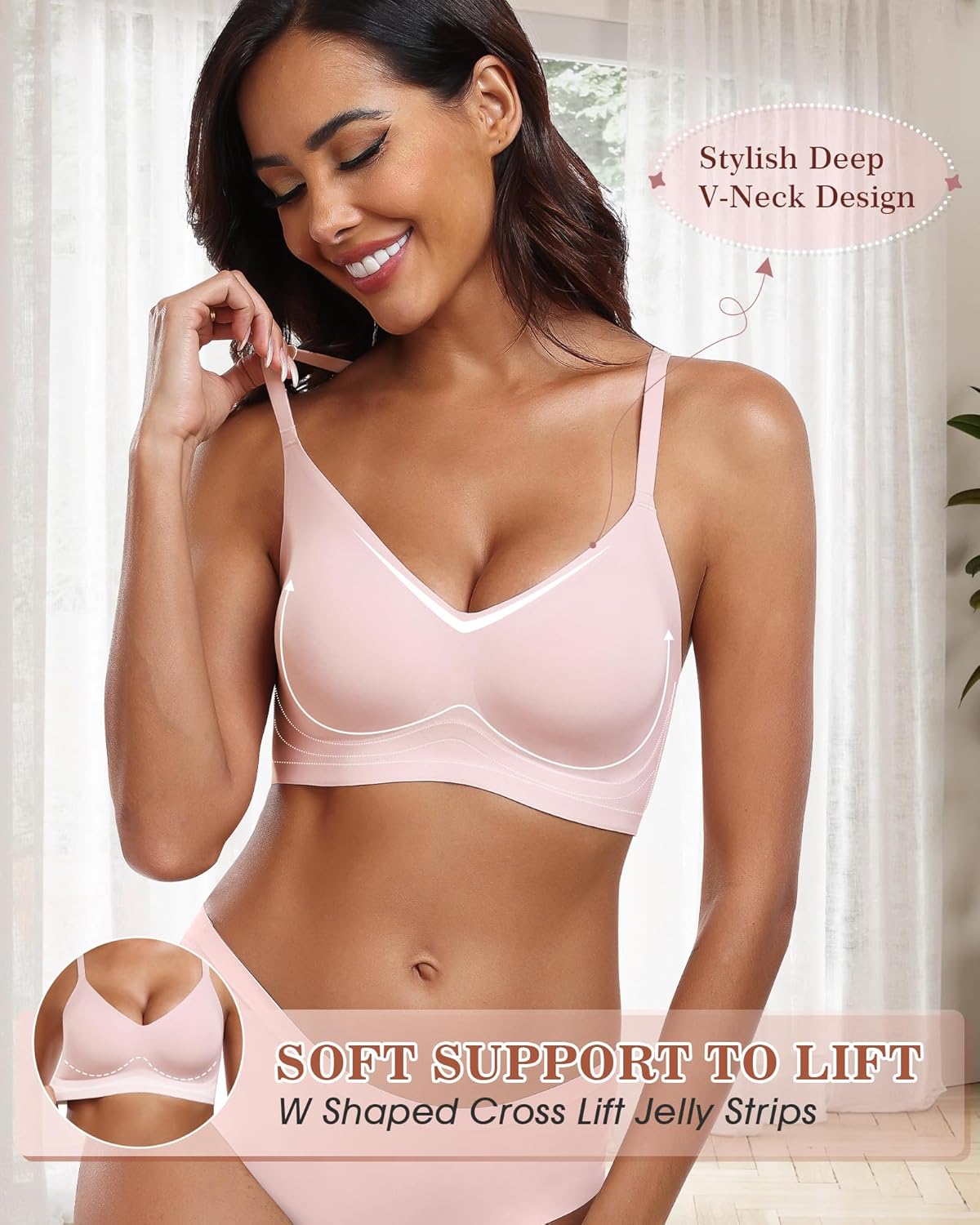 HORISUN Womens Wireless Seamless Pullover Bra with Soft Support Vest No Underwire Criss Cross Back T Shirt Bra