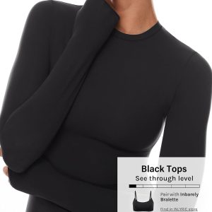 INLYRIC Women's Inbarely Soft Long Sleeve T-Shirts Crew Neck Basic Tees Slim Fitted Going Out Tops Trendy Fall Outfits