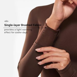 INLYRIC Women's Long Sleeve T-Shirts Crew Neck Basic Fitted Slim Tees Thermal Going Out Trendy Crop Tops