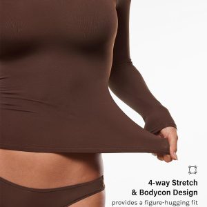 INLYRIC Women's Long Sleeve T-Shirts Crew Neck Basic Fitted Slim Tees Thermal Going Out Trendy Crop Tops