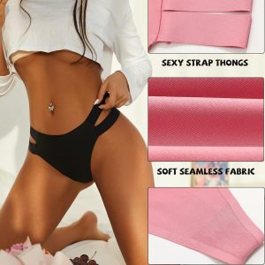 Knowyou 6 Pack Seamless Thongs for Women Sexy No Show Breathable Underwear Stretch Straps T-Back Tangas Panties for Ladies…