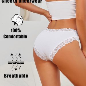 Knowyou Cotton Underwear for Women Cheeky Bikini Womens Underwear Pack Sexy Lace Wasit Hipster Brief Panties for Ladies