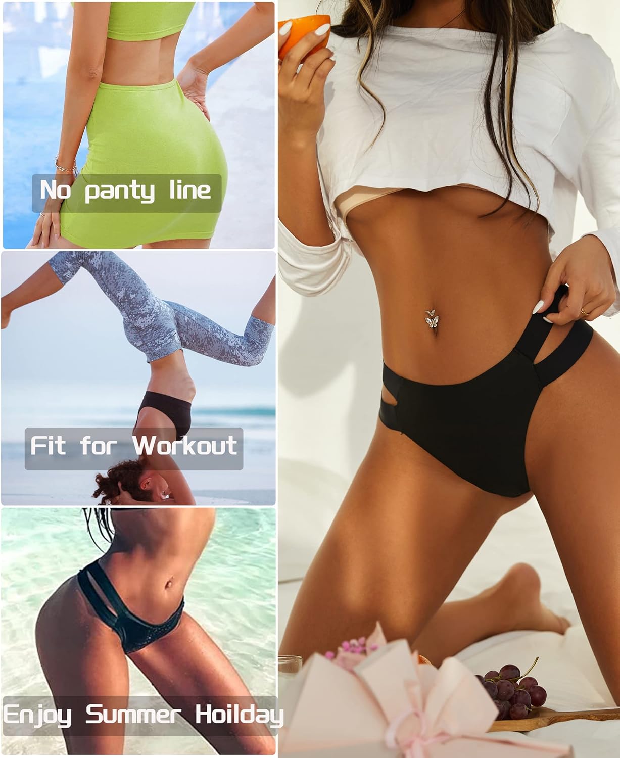 Knowyou Seamless Underwear for Women Sexy Bikini Panties Cheeky High Cut Hipster Stretch Cute Panty for Ladies