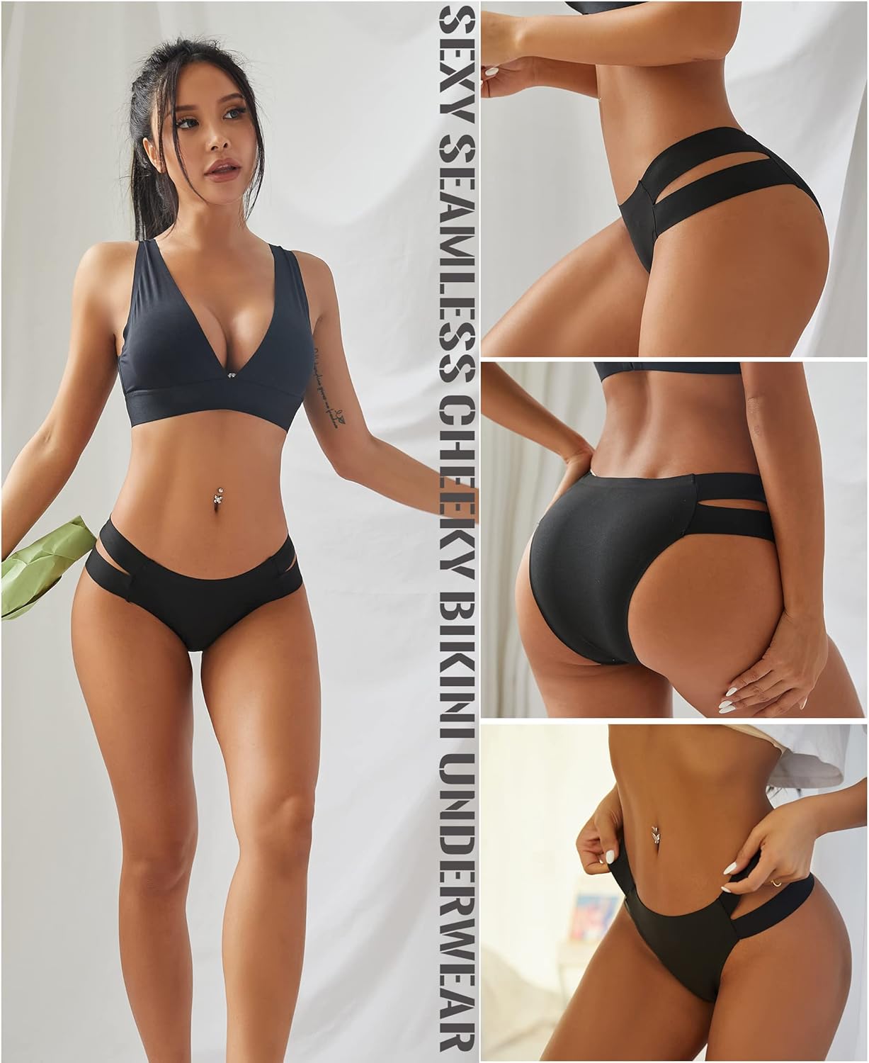 Knowyou Seamless Underwear for Women Sexy Bikini Panties Cheeky High Cut Hipster Stretch Cute Panty for Ladies