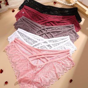 Knowyou Sexy Underwear for Women Lace Cheeky Panties V-waist Womens Underwear Soft Cute Low Rise Bikini Hipster for Ladies