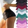 Knowyou Women's Underwear Sexy V-Waist Shorts Underwear for Women Lace High Waist Cheeky Panties 5/10 Pack