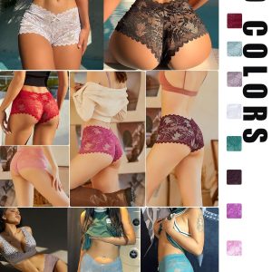 Knowyou Women's Underwear Sexy V-Waist Shorts Underwear for Women Lace High Waist Cheeky Panties 5/10 Pack