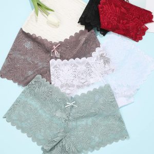 Knowyou Women's Underwear Sexy V-Waist Shorts Underwear for Women Lace High Waist Cheeky Panties 5/10 Pack