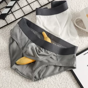Man Ice Silk Seamless Briefs Underwear Mens Separation U Bulge Pouch Breathable Underpants Sexy Thin Quick Drying Panties Cuecas - AliExpress 200574005