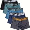 Men's Boxer Briefs, Ice Silk Underwear Ultra Breathable Quick-Dry Boxer Briefs Multipack,5-Pack