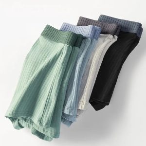 Men's Ribbed Cotton Boxer Briefs, 4-Pack, Assorted Colors - Comfortable Male Underwear