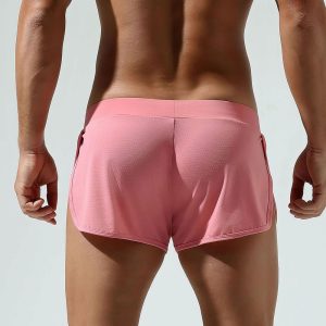 Mens Sports Underwear Boxers Comfortable Quick Dry Mesh Underpanties Man Boxers with Thongs Inner Shorts