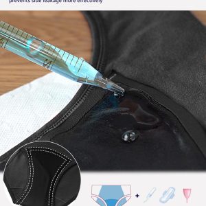 Molasus Heavy Flow Period Underwear for Women Overnight Incontinence Protective Leakproof Menstrual Briefs Ladies High Absorbency Cotton Panties 2 Pack,Medium,Black