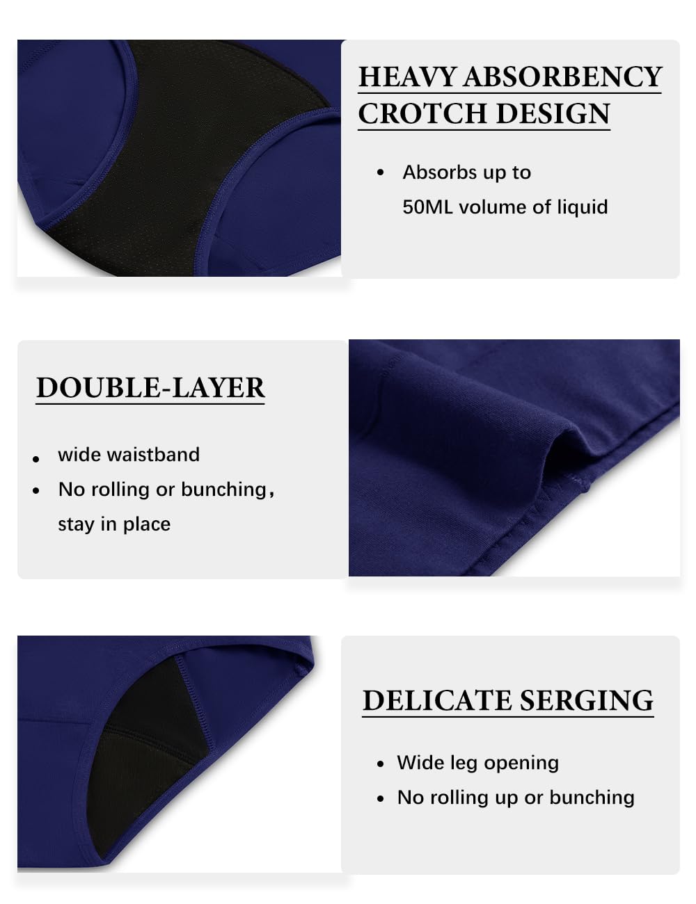 Molasus Incontinence Underwear for Women Absorbency Period Leakproof Panties