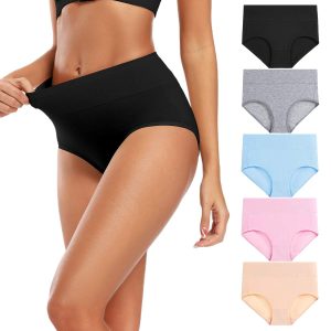Molasus Women's Cotton Underwear High Waisted Full Coverage Ladies Panties (Regular & Plus Size)