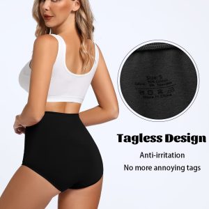 Molasus Womens Cotton Underwear Super High Waisted Briefs Full Coverage Panties(S-5XL)