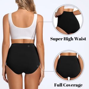 Molasus Womens Cotton Underwear Super High Waisted Briefs Full Coverage Panties(S-5XL)
