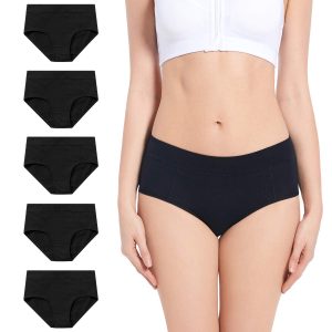 Molasus Women's Soft Cotton Briefs Ladies Mid-High Waisted Full Coverage Panties (Regular & Plus Size)