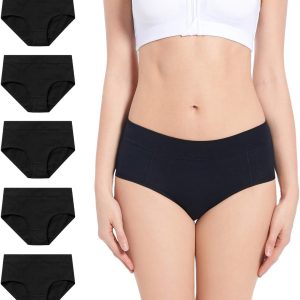 Molasus Women's Soft Cotton Briefs Ladies Mid-High Waisted Full Coverage Panties (Regular & Plus Size)