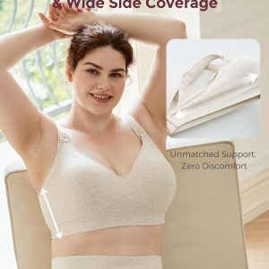 Momcozy Busty Nursing Bras, U.S.Cotton Wirefree Fixed Padded Maternity Bra, Full Coverage Adjustable Fit