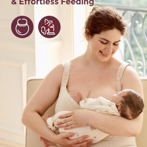 Momcozy Busty Nursing Bras, U.S.Cotton Wirefree Fixed Padded Maternity Bra, Full Coverage Adjustable Fit