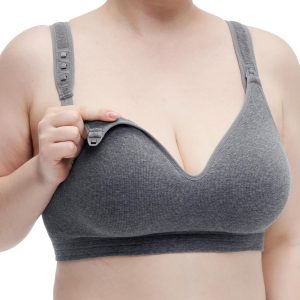 Momcozy Busty Nursing Bras, U.S.Cotton Wirefree Fixed Padded Maternity Bra, Full Coverage Adjustable Fit