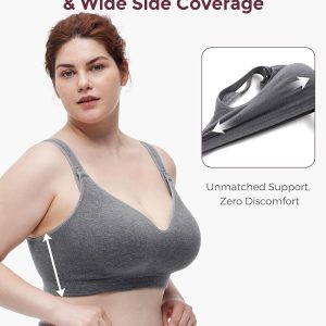 Momcozy Busty Nursing Bras, U.S.Cotton Wirefree Fixed Padded Maternity Bra, Full Coverage Adjustable Fit