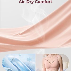 Momcozy CoolFit Nursing Bras for Breastfeeding, Fixed Padding Ultra Stretch Seamless Jelly Strip Maternity Bra, Wireless