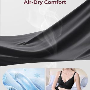 Momcozy CoolFit Nursing Bras for Breastfeeding, Fixed Padding Ultra Stretch Seamless Jelly Strip Maternity Bra, Wireless Black
