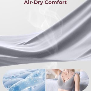 Momcozy CoolFit Nursing Bras for Breastfeeding, Fixed Padding Ultra Stretch Seamless Jelly Strip Maternity Bra, Wireless Gray