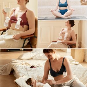 Momcozy Hands-Free Pumping Bra, Wireless & Seamless HF010 Breast Pump Bra, Breathable Tencel™ Fabric & Fully Fixed Cups