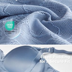 Momcozy Lace Nursing Bra, Wirefree Padded Nursing Bras for Breastfeeding, V Neck Maternity Bra for Pregnancy, Soft Lace