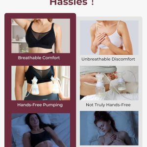 Momcozy Mesh Support Pumping Bra Hands Free Suitable for 36C-44G, Comfortable Plus Size Pumping and Nursing Bra in One