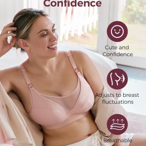 Momcozy Mesh Support Pumping Bra Hands Free Suitable for 36C-44G, Comfortable Plus Size Pumping and Nursing Bra in One