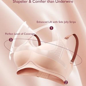 Momcozy Nursing Bras for Breastfeeding, 3.0 Jelly Strip Lift Support Maternity Bra, Seamless Soft Wirefree Pregnancy Bra