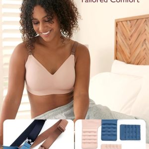 Momcozy Nursing Bras for Breastfeeding, 3.0 Jelly Strip Lift Support Maternity Bra, Seamless Soft Wirefree Pregnancy Bra