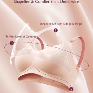 Momcozy Nursing Bras for Breastfeeding, 3.0 Jelly Strip Lift Support Maternity Bra, Seamless Soft Wirefree Pregnancy Bra