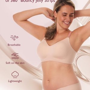 Momcozy Nursing Bras for Breastfeeding, 3.0 Jelly Strip Lift Support Maternity Bra, Seamless Soft Wirefree Pregnancy Bra