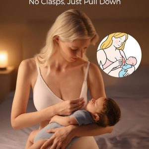 Momcozy Nursing Bras for Breastfeeding and Sleep, Seamless Soft & Stretchy Maternity Bra, V Neck Wireless Pregnancy Bralette