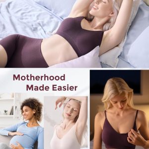 Momcozy Nursing Bras for Breastfeeding and Sleep, Seamless Soft & Stretchy Maternity Bra, V Neck Wireless Pregnancy Bralette