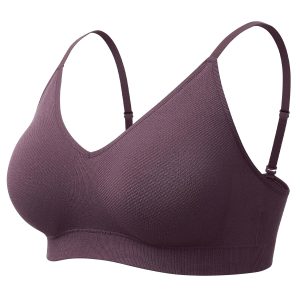 Momcozy Nursing Bras for Breastfeeding and Sleep, Seamless Soft & Stretchy Maternity Bra, V Neck Wireless Pregnancy Bralette