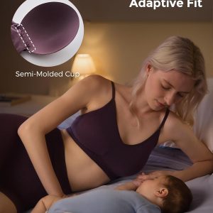 Momcozy Nursing Bras for Breastfeeding and Sleep, Seamless Soft & Stretchy Maternity Bra, V Neck Wireless Pregnancy Bralette