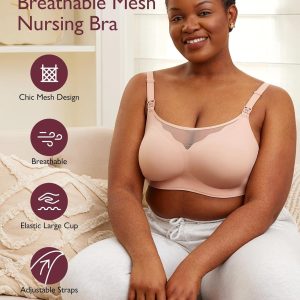 Momcozy Nursing Bras for Breastfeeding, Breathable Mesh Nursing Bras Comfort Maternity Bra Wireless Pregnancy Sleep Bra