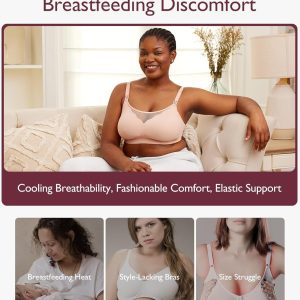 Momcozy Nursing Bras for Breastfeeding, Breathable Mesh Nursing Bras Comfort Maternity Bra Wireless Pregnancy Sleep Bra
