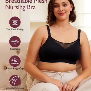 Momcozy Nursing Bras for Breastfeeding, Breathable Mesh Nursing Bras Comfort Maternity Bra Wireless Pregnancy Sleep Bra