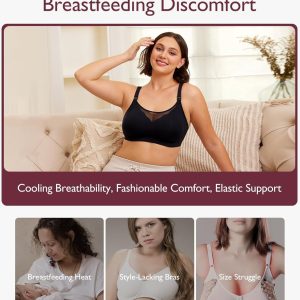 Momcozy Nursing Bras for Breastfeeding, Breathable Mesh Nursing Bras Comfort Maternity Bra Wireless Pregnancy Sleep Bra