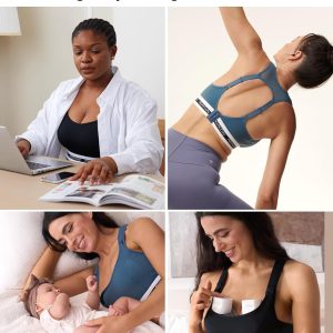 Momcozy Nursing Bras for Breastfeeding, FB011 Low-Impact Nursing Sports Bra Support Maternity Pregnancy Padded Wireless Bra