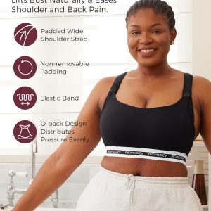 Momcozy Nursing Bras for Breastfeeding, FB011 Low-Impact Nursing Sports Bra Support Maternity Pregnancy Padded Wireless Bra
