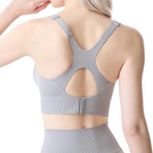 Momcozy Nursing Bras for Breastfeeding, Ribbed Maternity Bra with Racerback, Soft Stretchy Nursing Sports Bra for Yoga