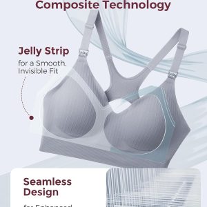 Momcozy Nursing Bras for Breastfeeding, Ribbed Maternity Bra with Racerback, Soft Stretchy Nursing Sports Bra for Yoga